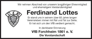 Anzeige von Ferdinand Lottes von MGO