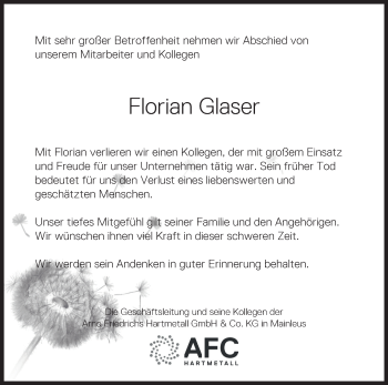 Anzeige von Florian Glaser von MGO