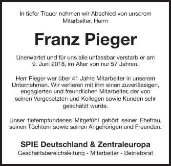 Anzeige von Franz Pieger von MGO