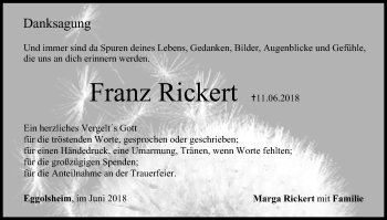 Anzeige von Franz Rickert von MGO