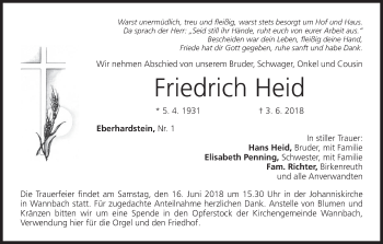 Anzeige von Friedrich Heid von MGO