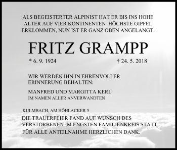 Anzeige von Fritz Grampp von MGO
