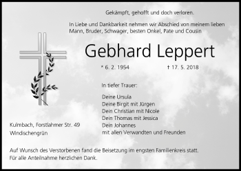 Anzeige von Gebhard Leppert von MGO