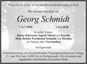 Anzeige von Georg Schmidt von MGO
