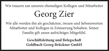 Anzeige von Georg Zier von MGO