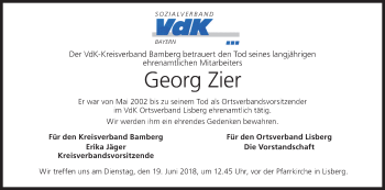 Anzeige von Georg Zier von MGO