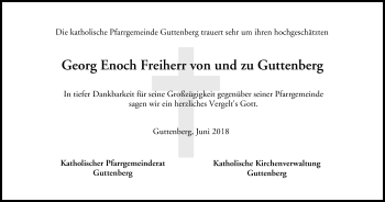Anzeige von Georg Enoch Freiherr von und zu Guttenberg von MGO