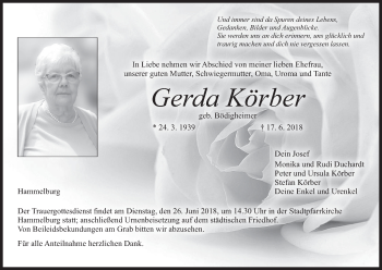 Anzeige von Gerda Körber von MGO