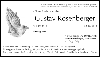 Anzeige von Gustav Rosenberger von MGO