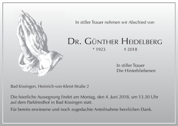 Anzeige von Günther Heidelberg von MGO