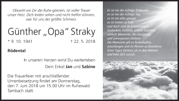 Anzeige von Günther Straky von MGO