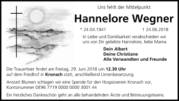 Anzeige von Hannelore Wegner von MGO