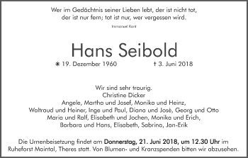 Anzeige von Hans Seibold von MGO
