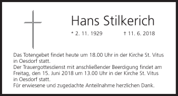Anzeige von Hans Stilkerich von MGO