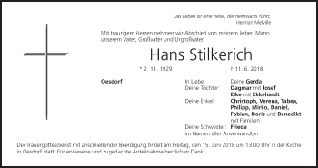 Anzeige von Hans Stilkerich von MGO