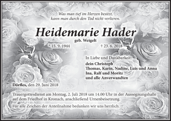 Anzeige von Heidemarie Hader von MGO