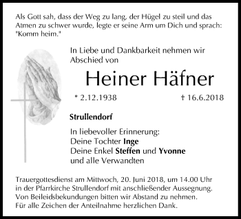 Anzeige von Heiner Häfner von MGO