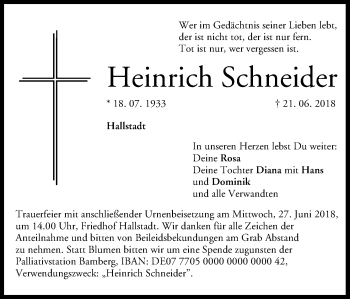 Anzeige von Heinrich Schneider von MGO