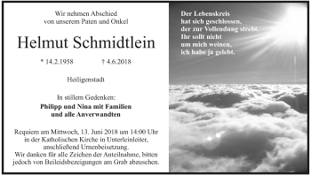 Anzeige von Helmut Schmidtlein von MGO
