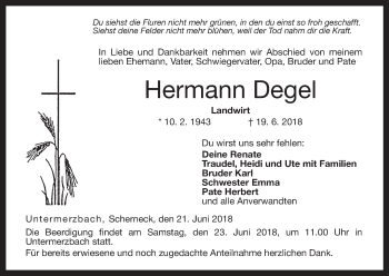 Anzeige von Hermann Degel von MGO
