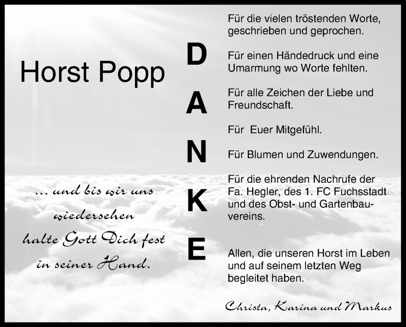  Traueranzeige für Horst Popp vom 23.06.2018 aus MGO
