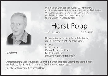 Anzeige von Horst Popp von MGO