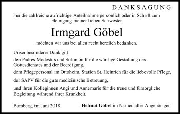 Anzeige von Irmgard Göbel von MGO