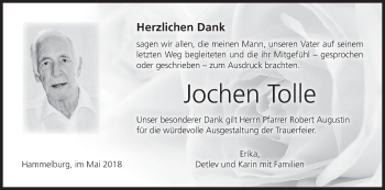 Anzeige von Jochen Tolle von MGO