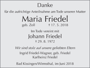 Anzeige von Johann Friedel von MGO