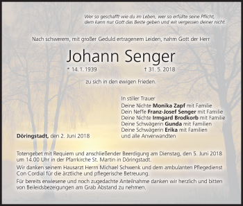 Anzeige von Johann Senger von MGO