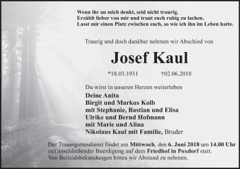 Anzeige von Josef Kaul von MGO