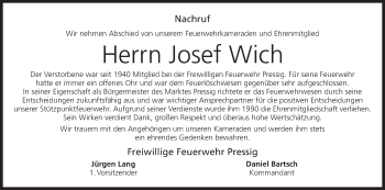 Anzeige von Josef Wich von MGO
