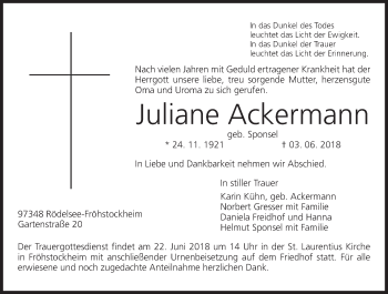 Anzeige von Juliane Ackermann von MGO