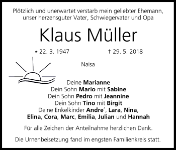Anzeige von Klaus Müller von MGO
