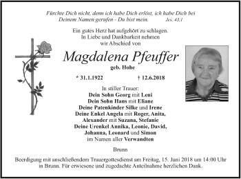 Anzeige von Magdalena Pfeuffer von MGO
