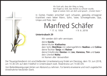 Anzeige von Manfred Schäfer von MGO