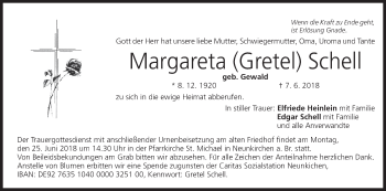 Anzeige von Margareta Schell von MGO