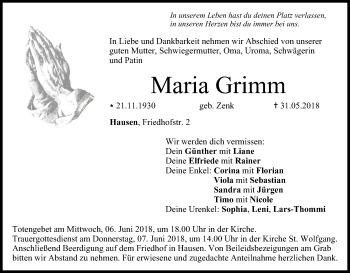 Anzeige von Maria Grimm von MGO