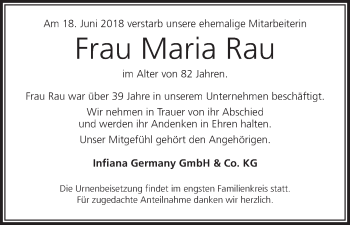 Anzeige von Maria Rau von MGO