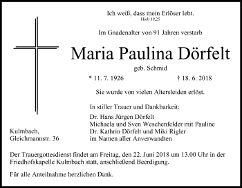 Anzeige von Maria Paulina Dörfelt von MGO