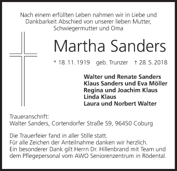 Anzeige von Martha Sanders von MGO