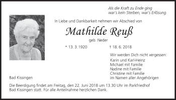 Anzeige von Mathilde Reuß von MGO