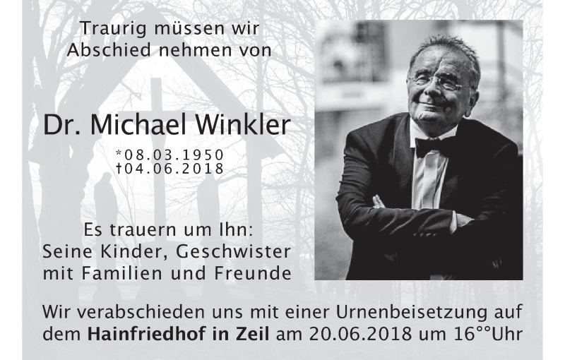  Traueranzeige für Michael Winkler vom 08.06.2018 aus MGO