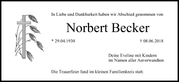 Anzeige von Norbert Becker von MGO