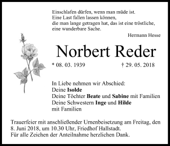 Anzeige von Norbert Reder von MGO
