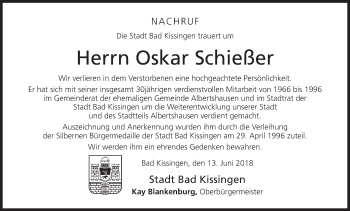 Anzeige von Oskar Schießer von MGO