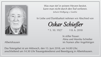 Anzeige von Oskar Schießer von MGO