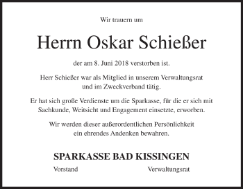 Anzeige von Oskar Schießer von MGO