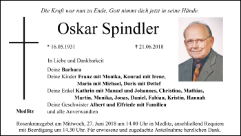 Anzeige von Oskar Spindler von MGO