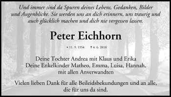 Anzeige von Peter Eichhorn von MGO